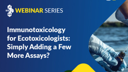 Webinar banner with title: Immunotoxicology for Ecotoxicologists: Simply Adding a Few More Assays?