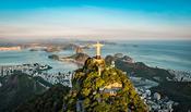 Aerial view of Christ and Botafogo Bay, Rio de Janeiro, Brazil